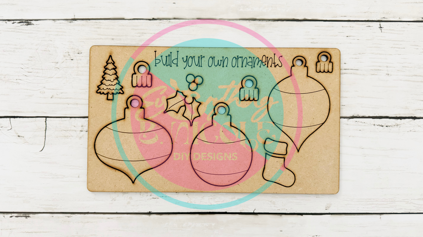 DIY Christmas Ornaments Pop Out Kit | Unpainted Wooden Ornament | Holiday Craft for Kids & Adults