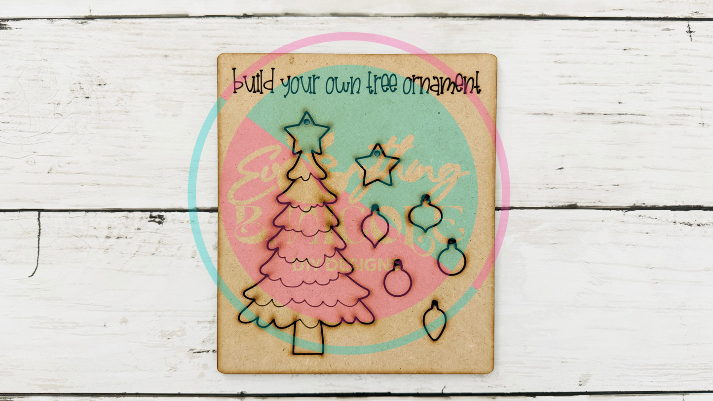 DIY Classic Christmas Tree Pop Out Ornament Kit | Unpainted Wooden Ornament | Holiday Craft for Kids & Adults