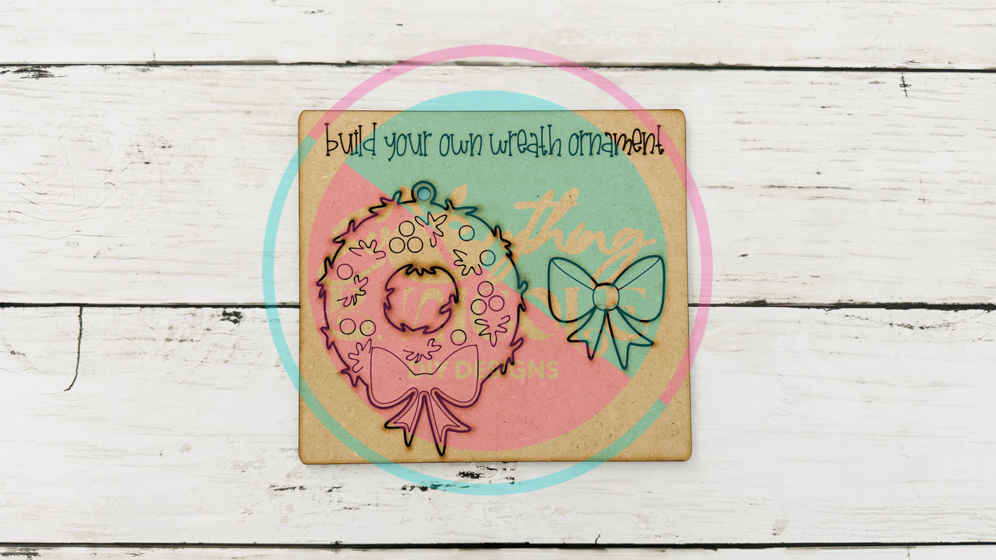 DIY Christmas Wreath Pop Out Ornament Kit | Unpainted Wooden Ornament | Holiday Craft for Kids & Adults