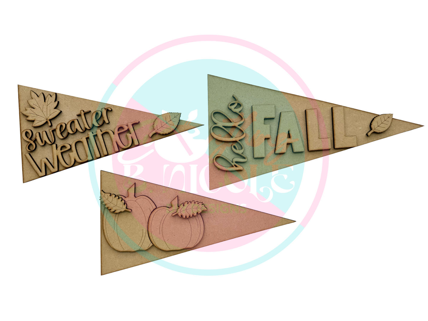 DIY Interchangeable Fall Pennants (Set of 3)