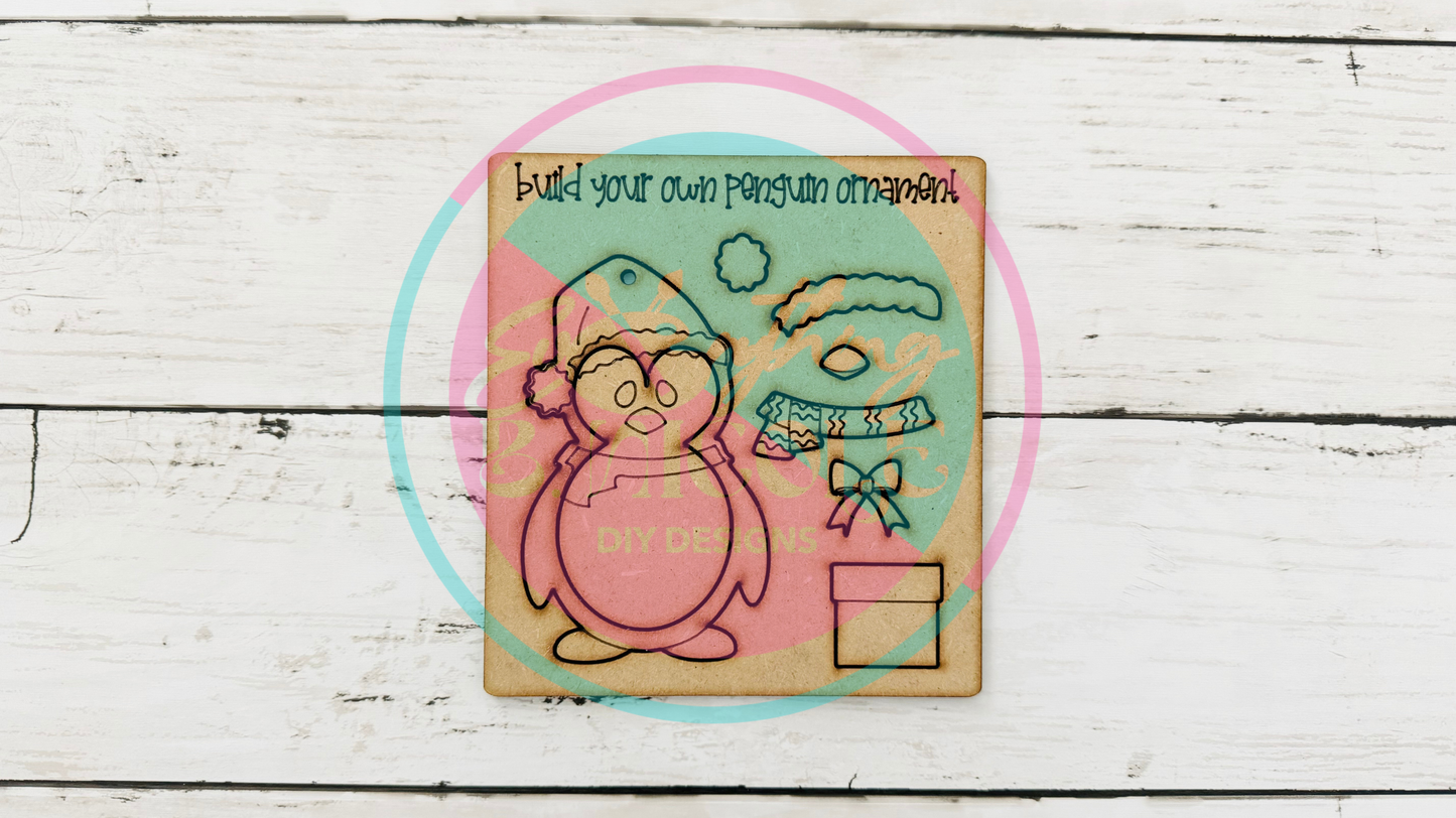 DIY Penguin Pop Out Ornament Kit | Unpainted Wooden Ornament | Holiday Craft for Kids & Adults
