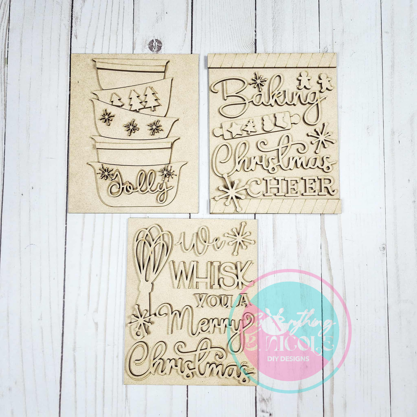 Christmas Baking Trio Sign Wood Blanks – DIY Holiday Signs - Set of 3